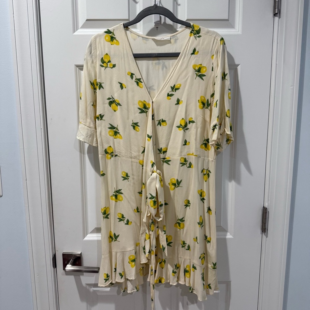 Elodie Cream Dress with Yellow Lemon Pattern
